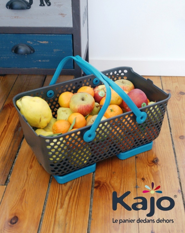Panier Kajo 15L Gris / Turquoise - POUSS VERT