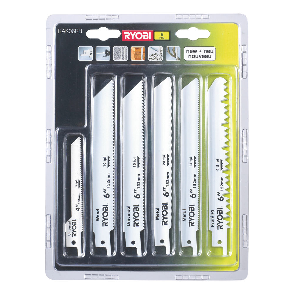 Blister 6 lames panachées pour scie sabre - RYOBI