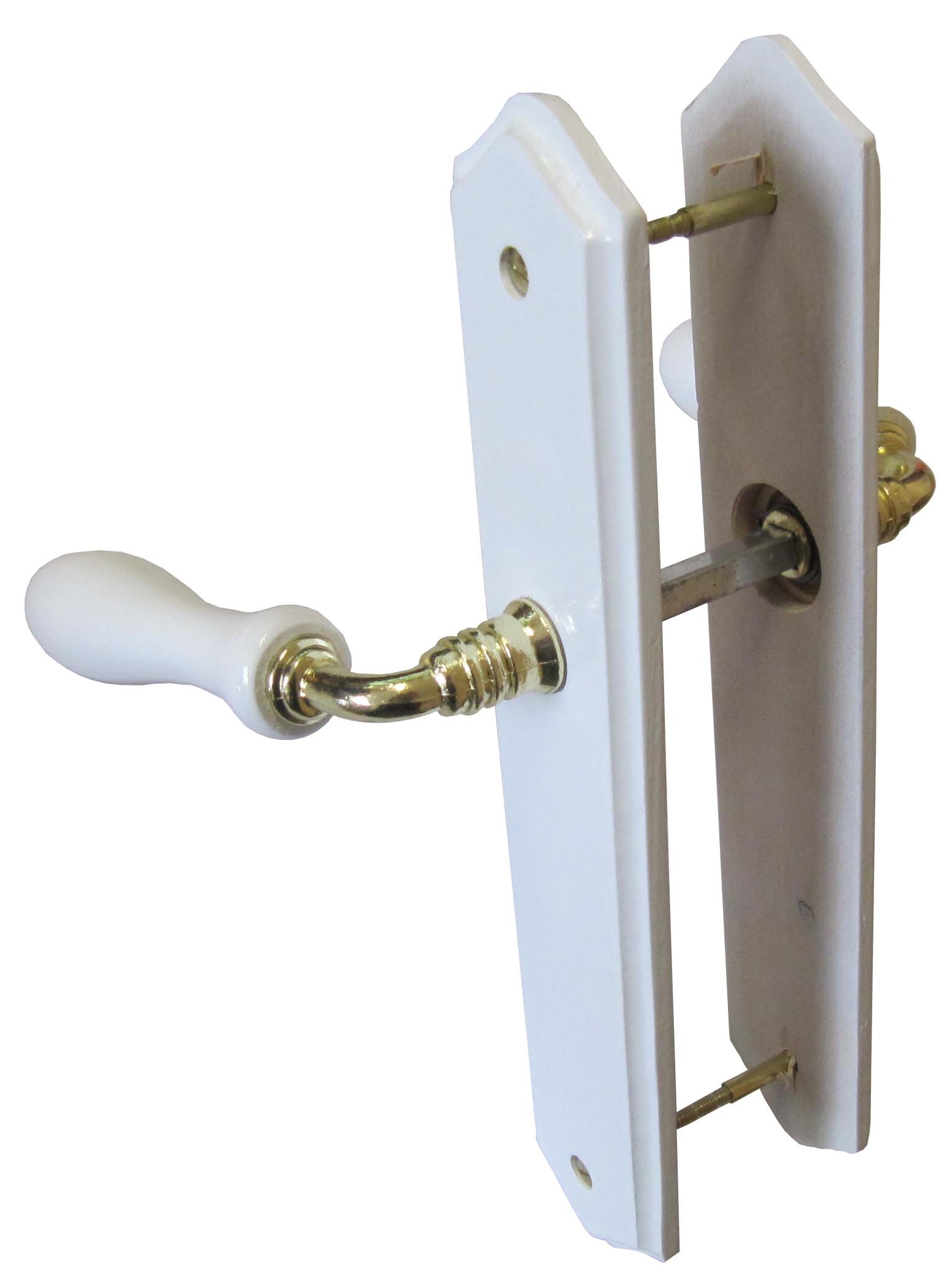 Poignées de porte bec de cane bois blanc entraxe 195mm - 1ER