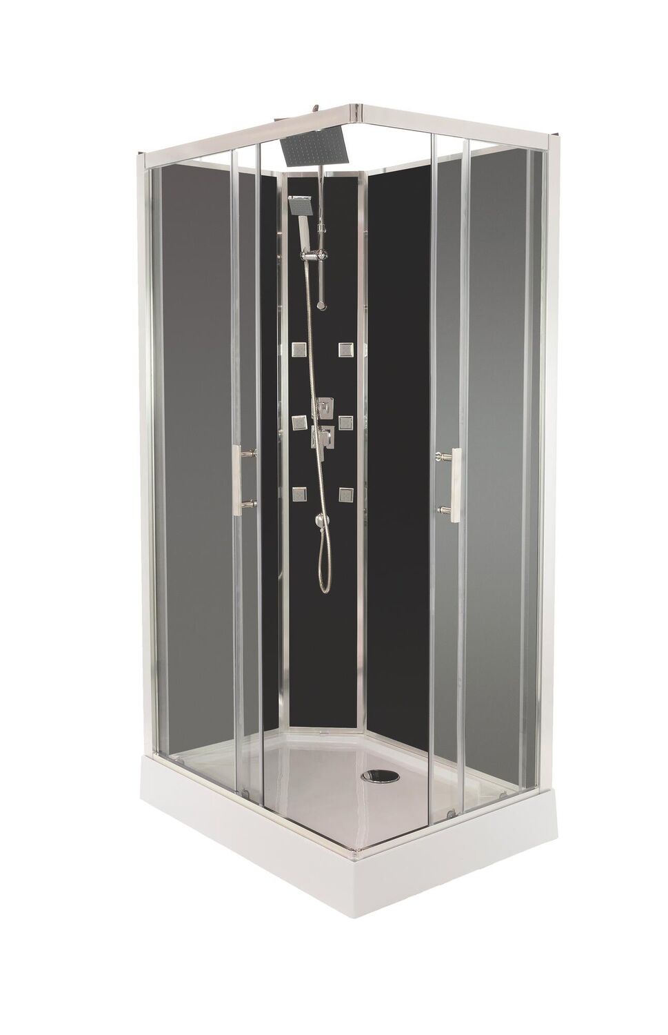 Cabine de douche hydromassante SELIA 110x80cm Chromé