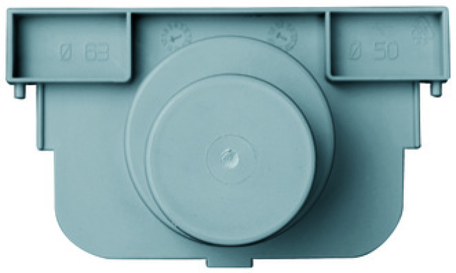 fond et naissance caniveau 130 x 75 x 500 mm sortie ø 50 et 63 gris - INTERPLAST