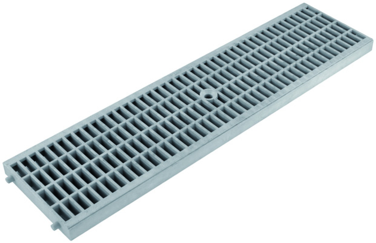 grille caniveau polypropilène 130 x 500 mm gris - INTERPLAST