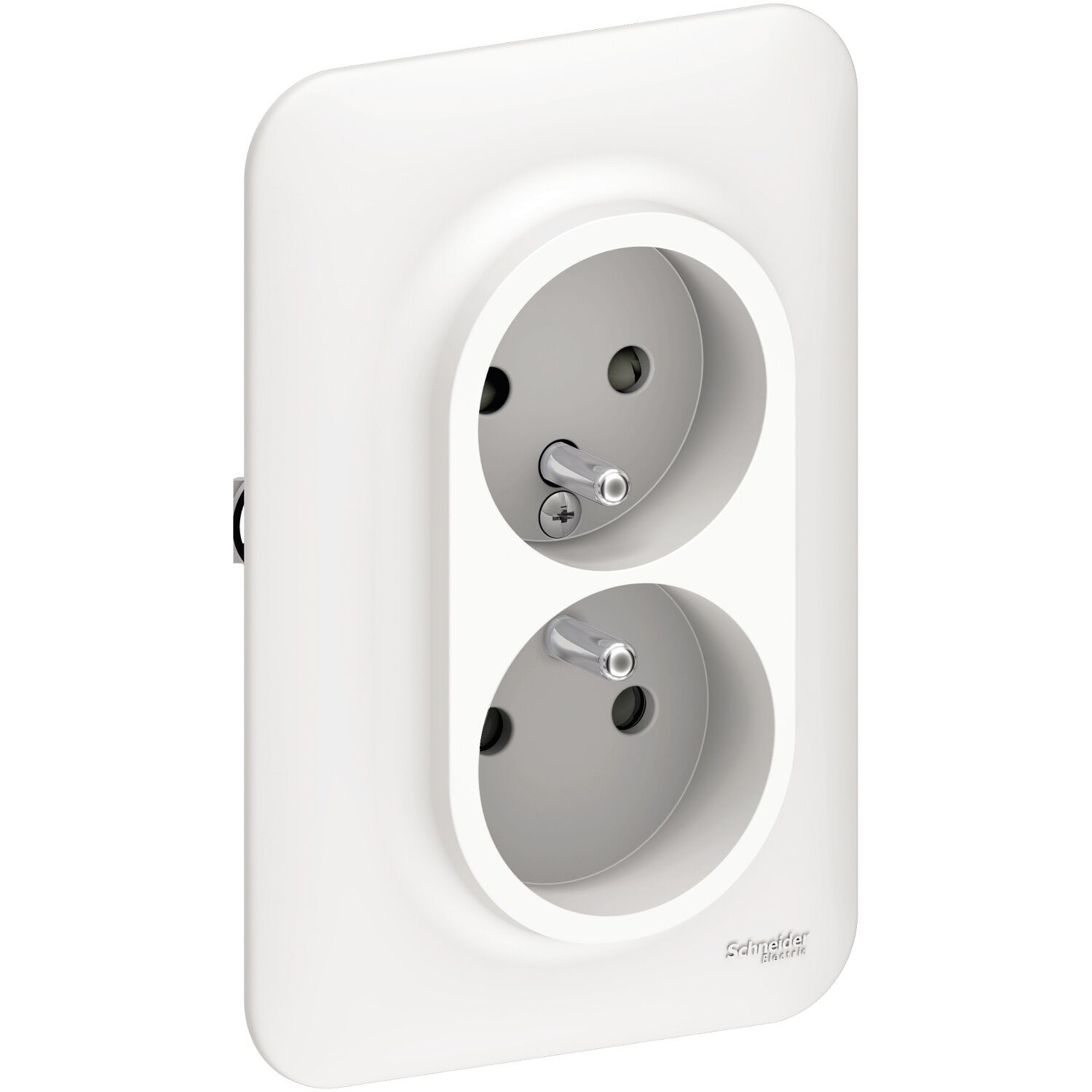 Double prise avec terre verticale Ovalis blanc - SCHNEIDER ELECTRIC