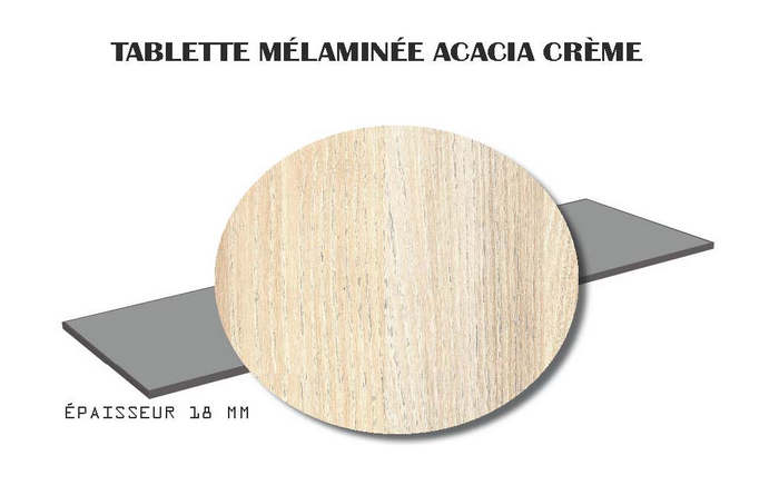 Tablette mélaminée Acacia crème 18mm 80x40cm