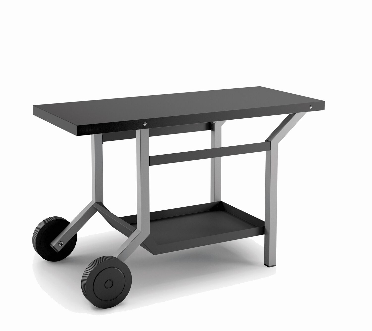 TABLE ROULANTE ACIER NOIR ET GRIS CLAIR MAT POUR PLANCHA