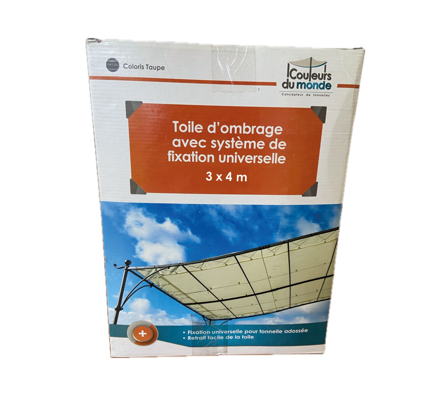 Toile d'ombrage universelle 200gr/m² pour pergola adossée 3x4m taupe - COULEURS DU MONDE