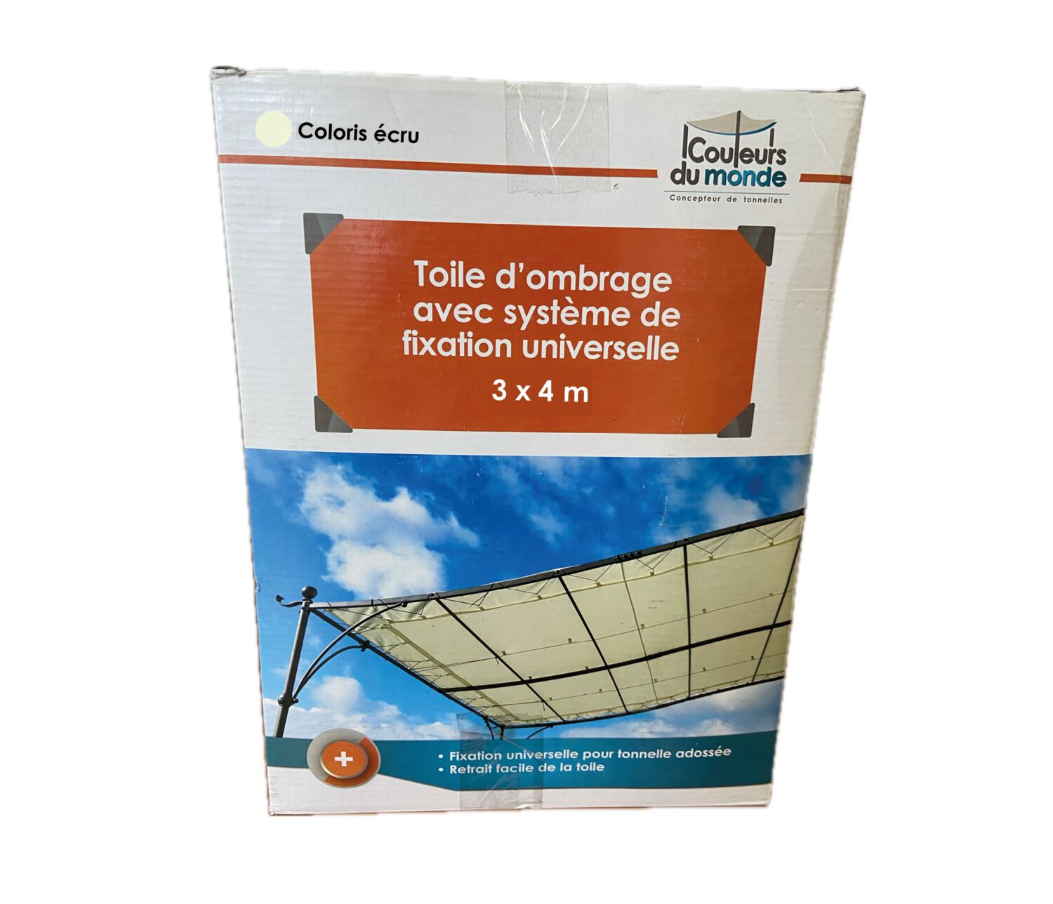 Toile d'ombrage universelle 200gr/m² pour pergola adossée 3x4m écru - COULEURS DU MONDE